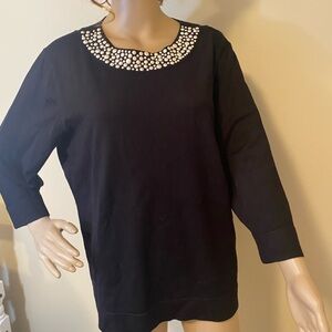 Calvin Klein Black Top with Pearl Accents